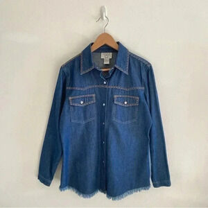 CERVELLE Jean Shirt Western  Blue Sz M